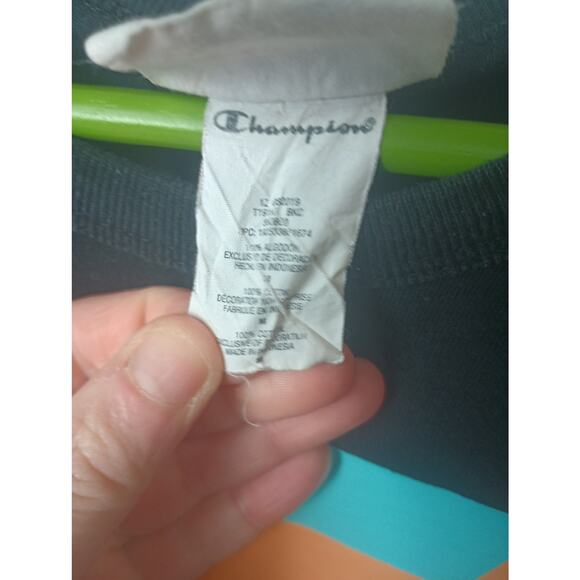 Champion Black pastel vintage 90s Graphic T-Shirt Men's Size Medium - Picture 4 of 5